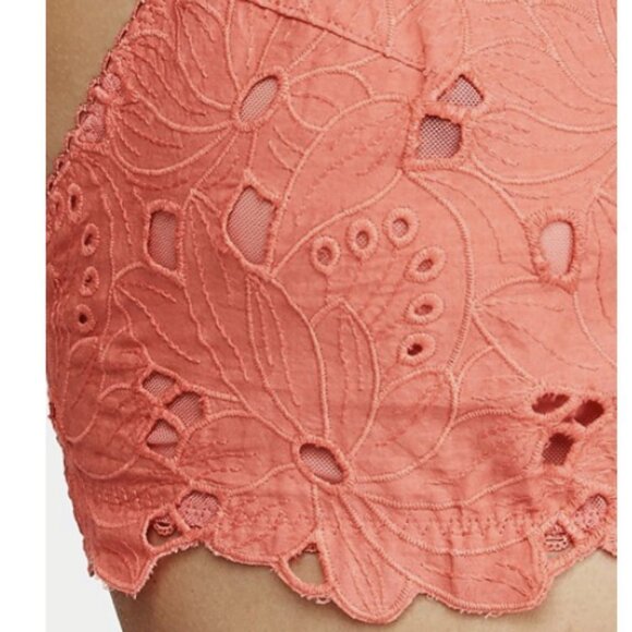 Free People Bralette Crop Top Coral June High Neck Festival Wear Floral New - Picture 4 of 5